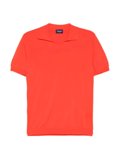 Drumohr V-neck Polo With Logo In Black