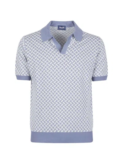 Drumohr V-neck Short Sleeve Ribbed T-shirt For Men In Multi