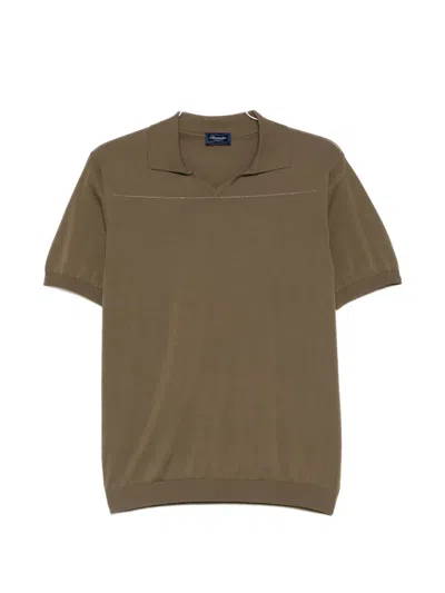 Drumohr V-neck Short-sleeve T-shirt In Gray