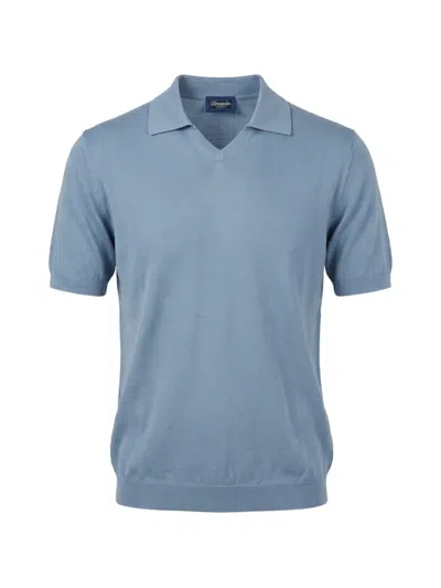 Drumohr V-neck Short-sleeved Sweater In Blue