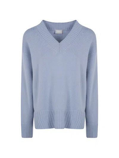 Drumohr V-neck Wool Sweater In Blue