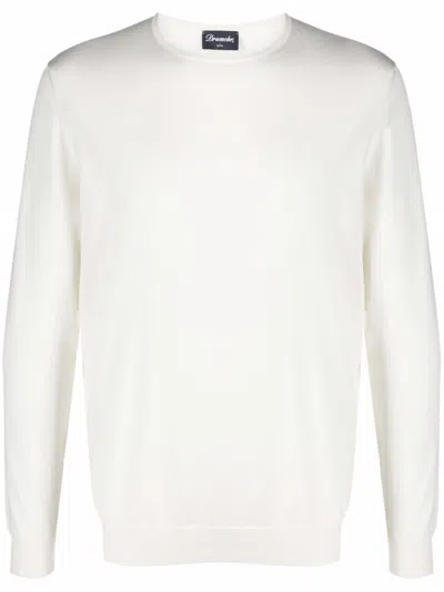 Drumohr Diamond-pattern Cotton Jumper In White