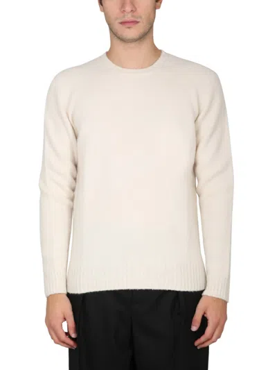 Drumohr Grey Crewneck Knit Sweater In White