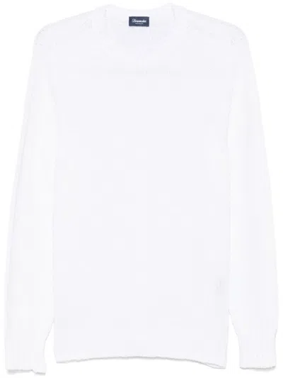 Drumohr White Knitted Neck Sweater