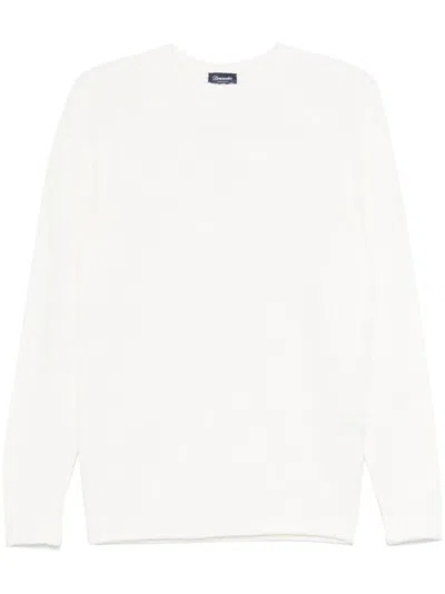 Drumohr White Long Sleeve Crew Neck Sweater