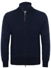 Drumohr Full Zip High Collar Ribbed Sweater In Animal Print