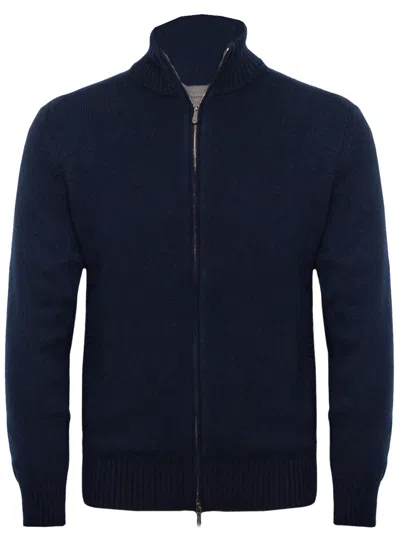 DRUMOHR DRUMOHR WOLF BLUE FULL ZIP SWEATER