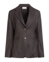 Drumohr Woman Blazer Dark Brown Size 8 Virgin Wool, Silk, Cashmere