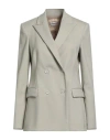 Drumohr Woman Blazer Sage Green Size 6 Virgin Wool, Elastane In Gray