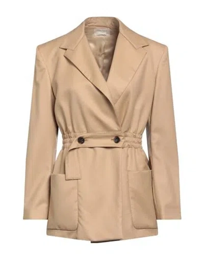 Drumohr Woman Suit Jacket Sand Size 4 Virgin Wool In Beige