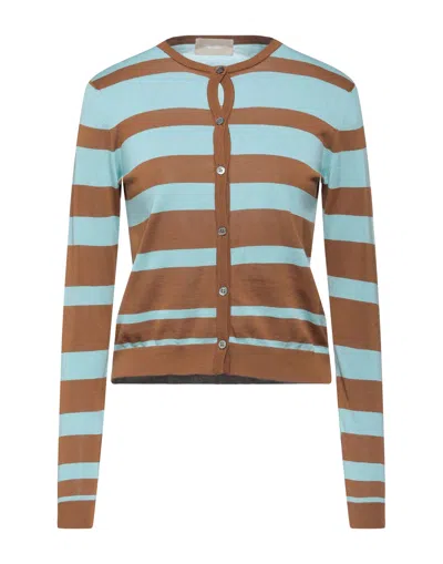 Drumohr Woman Cardigan Brown Size L Cotton In Brown