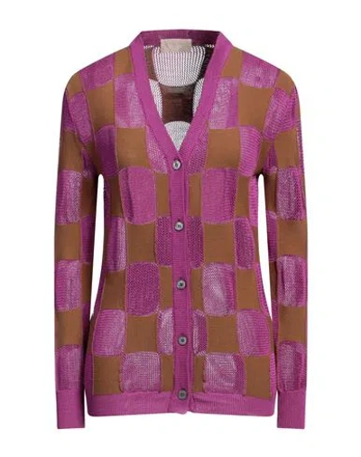 Drumohr Woman Cardigan Mauve Size S Silk, Cotton In Pink