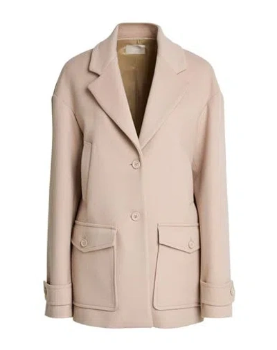 Drumohr Woman Coat Beige Size 2 Virgin Wool, Cashmere