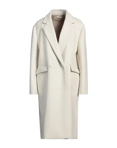 Drumohr Woman Coat Ivory Size 2 Virgin Wool In White