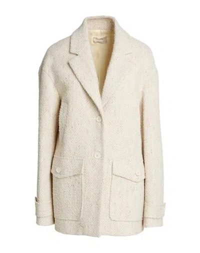 Drumohr Woman Coat Off White Size 2 Cotton