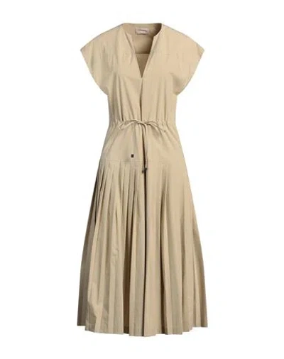 Drumohr Woman Midi Dress Beige Size 10 Cotton, Elastane In Green