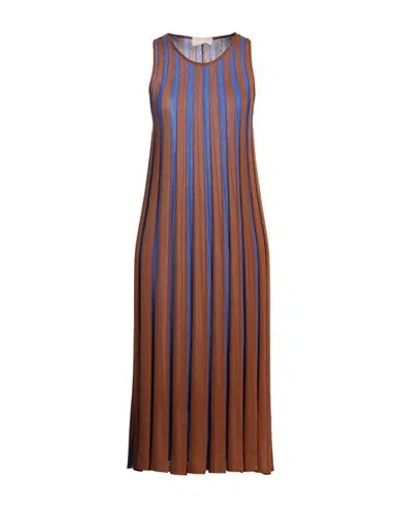 Drumohr Woman Midi Dress Brown Size M Silk, Viscose, Virgin Wool In Brown