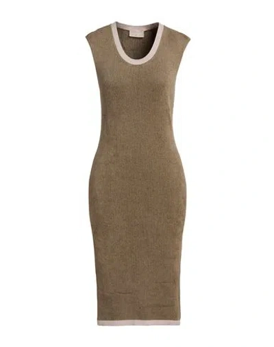 Drumohr Woman Midi Dress Sage Green Size S Virgin Wool, Viscose, Polyester