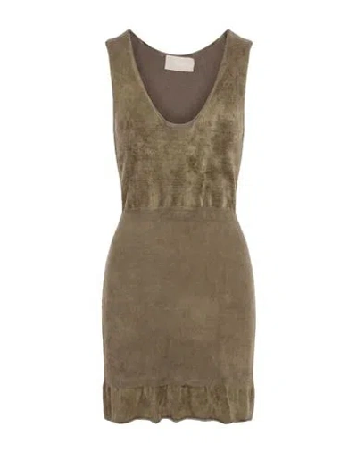 Drumohr Woman Mini Dress Khaki Size S Virgin Wool, Viscose, Polyamide In Green