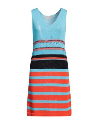 Drumohr Woman Mini Dress Sky Blue Size S Cotton In Blue