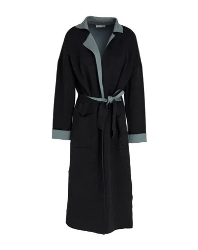 Drumohr Woman Overcoat & Trench Coat Charcoal Size S Super 140s Wool In Black