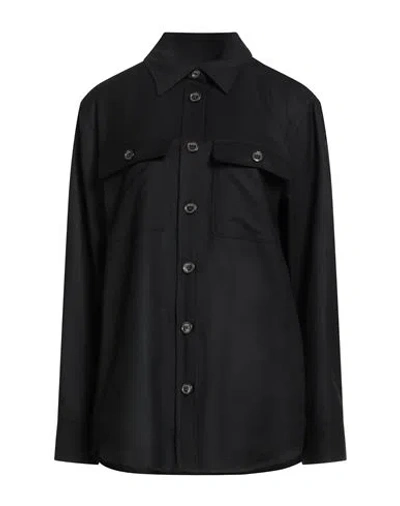 Drumohr Woman Shirt Black Size 2 Virgin Wool, Silk, Cashmere