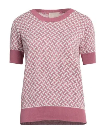 Drumohr Woman Sweater Antique Rose Size M Cotton, Linen In Pink