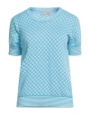 Drumohr Woman Sweater Azure Size M Linen, Cotton In Blue