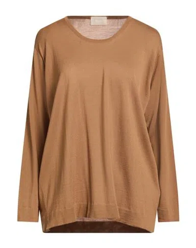 Drumohr Woman Sweater Camel Size Xl Super 140s Wool In Brown