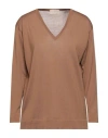 Drumohr Woman Sweater Camel Size Xl Merino Wool In Beige