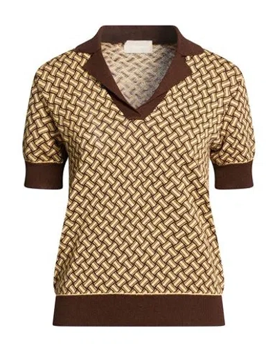 Drumohr Woman Sweater Chocolate Brown Size L Cotton, Linen