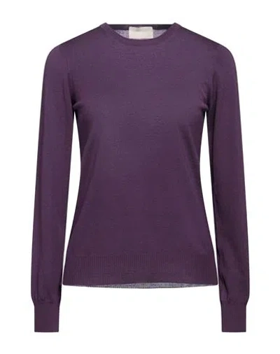 Drumohr Woman Sweater Dark Purple Size L Merino Wool