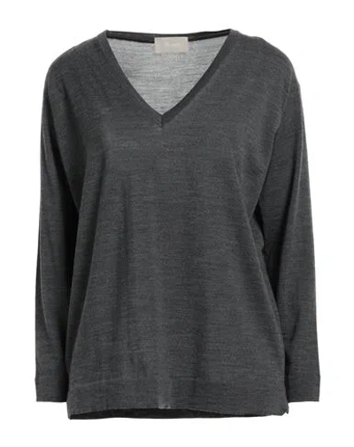 Drumohr Woman Sweater Lead Size S Merino Wool In Grey