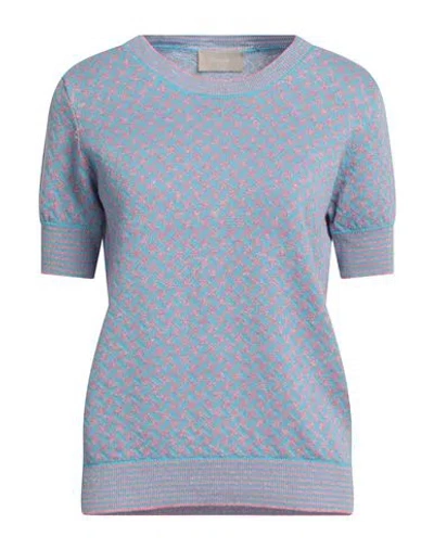 Drumohr Woman Sweater Sky Blue Size M Linen, Cotton In Gray