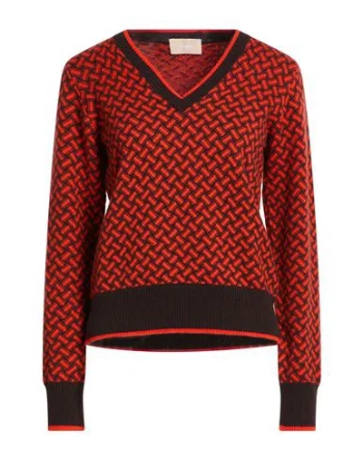 Drumohr Woman Sweater Tomato Red Size Xl Cashmere In Brown