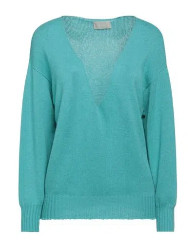 Drumohr Woman Sweater Turquoise Size L Cashmere In Blue
