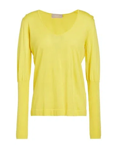 Drumohr Woman Sweater Yellow Size L Cashmere, Merino Wool, Silk