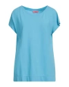 Drumohr Woman T-shirt Azure Size L Cotton In Blue