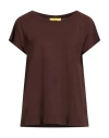 Drumohr Woman T-shirt Chocolate Brown Size L Cotton