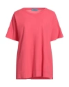 Drumohr Woman T-shirt Coral Size L Cotton In Red