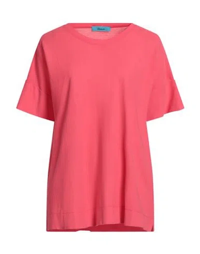 Drumohr Woman T-shirt Coral Size L Cotton In Red