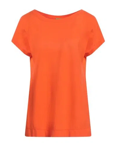 Drumohr Woman T-shirt Orange Size L Cotton In Orange