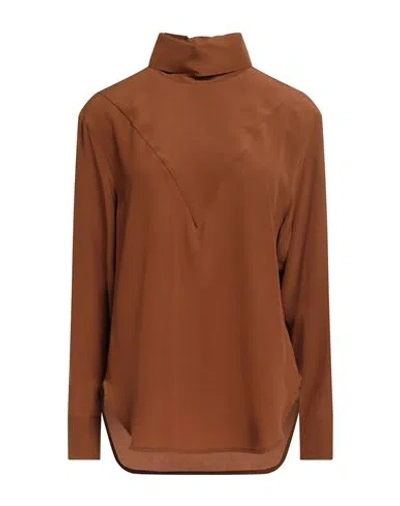 Drumohr Woman Top Brown Size 8 Silk