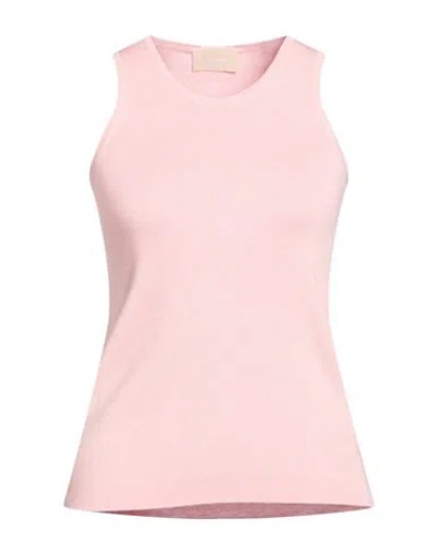 Drumohr Woman Top Light Pink Size L Silk, Cotton