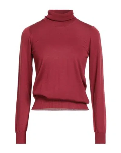 Drumohr Woman Turtleneck Burgundy Size S Super 140s Wool In Red