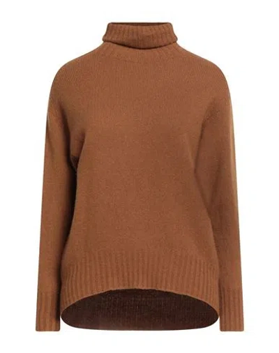 Drumohr Woman Turtleneck Camel Size M Cashmere In Brown