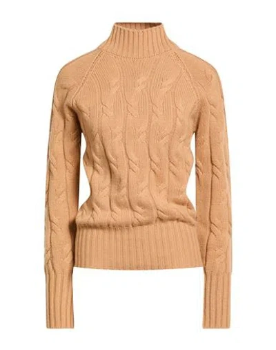 Drumohr Woman Turtleneck Camel Size M Cashmere In Neutral