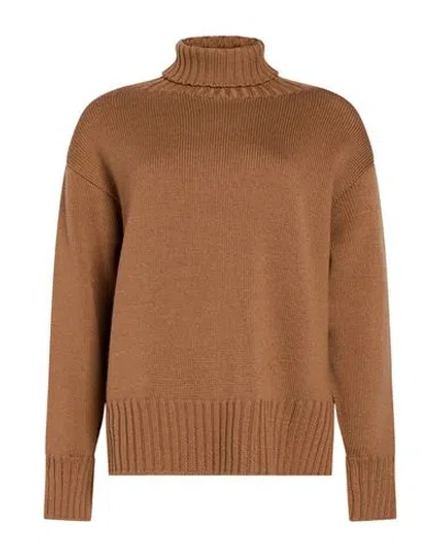 Drumohr Woman Turtleneck Camel Size M Merino Wool In Neutral