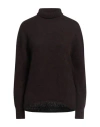 Drumohr Woman Turtleneck Dark Brown Size S Cashmere, Silk In Brown