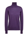 Drumohr Woman Turtleneck Dark Purple Size L Cashmere, Merino Wool, Silk